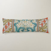 Daffodil chintz art nouveau bloem behang lichaamskussen (Achterkant)