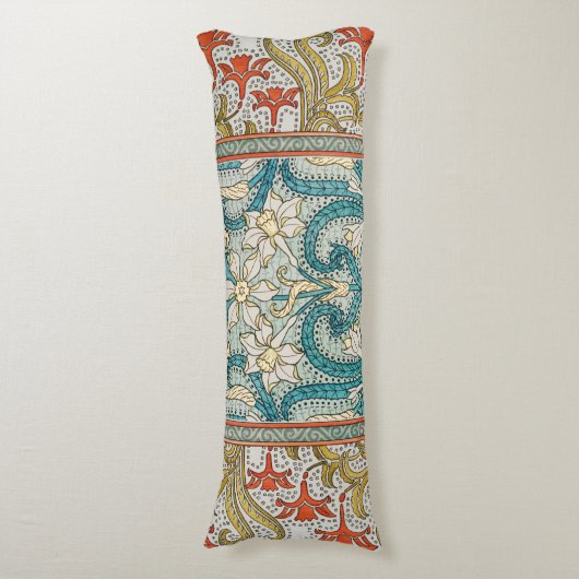 Daffodil chintz art nouveau bloem behang lichaamskussen (Voorkant Verticaal)