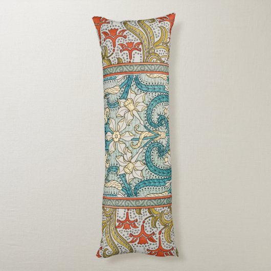 Daffodil chintz art nouveau bloem behang lichaamskussen (Achterkant (Verticaal))