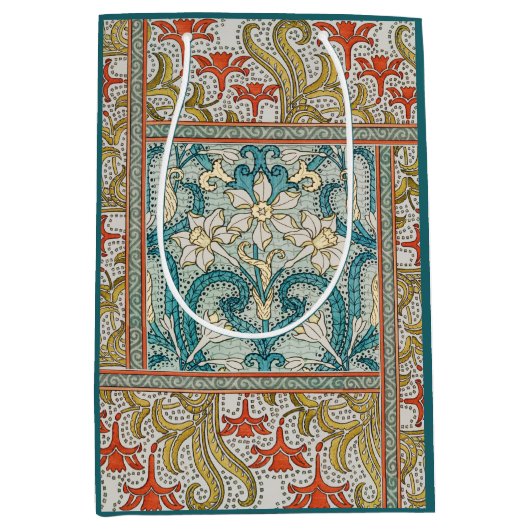 Daffodil chintz art nouveau bloem behang medium cadeauzakje (Voorkant)