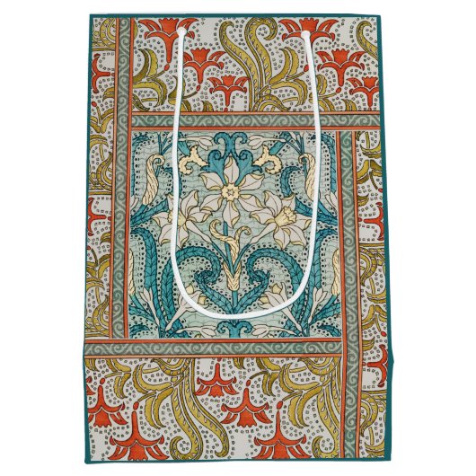 Daffodil chintz art nouveau bloem behang medium cadeauzakje (Achterkant)