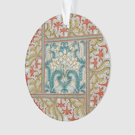 Daffodil chintz art nouveau bloem behang ornament (voorkant)