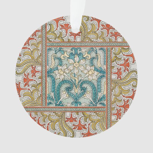 Daffodil chintz art nouveau bloem behang ornament (voorkant)