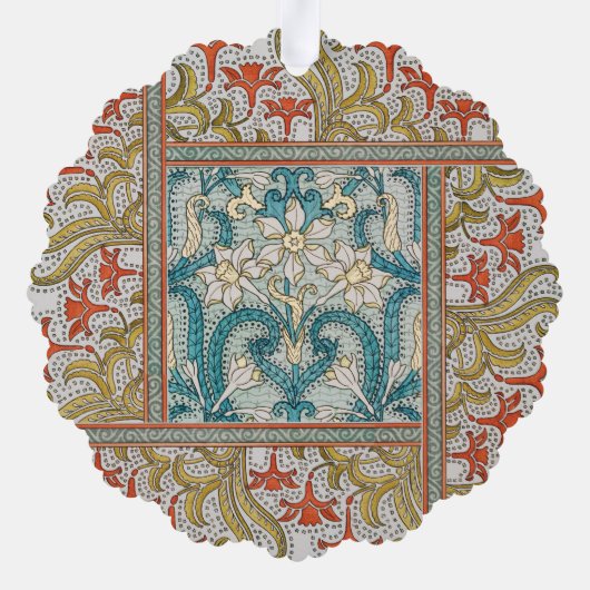 Daffodil chintz art nouveau bloem behang ornament kaart (Achterkant)