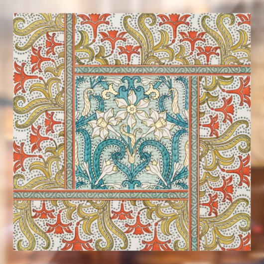 Daffodil chintz art nouveau bloem behang raamsticker (Vel 2)