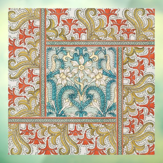 Daffodil chintz art nouveau bloem behang raamsticker (Vel 3)