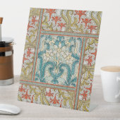 Daffodil chintz art nouveau bloem behang reclamebord met voetstuk (Insitu)