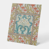 Daffodil chintz art nouveau bloem behang reclamebord met voetstuk (Voorkant)