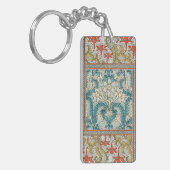Daffodil chintz art nouveau bloem behang sleutelhanger (Voorkant Links)