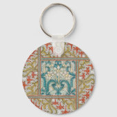 Daffodil chintz art nouveau bloem behang sleutelhanger (Voorkant)