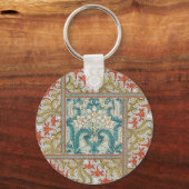 Daffodil chintz art nouveau bloem behang sleutelhanger (Voorkant)