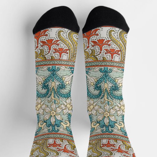 Daffodil chintz art nouveau bloem behang sokken (Top)