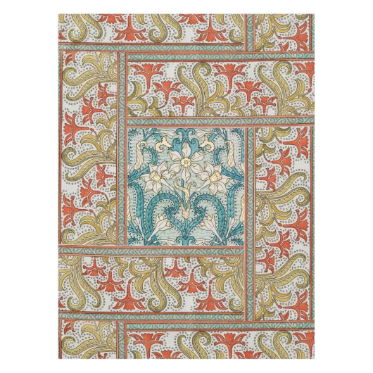 Daffodil chintz art nouveau bloem behang tafelkleed (Voorkant)