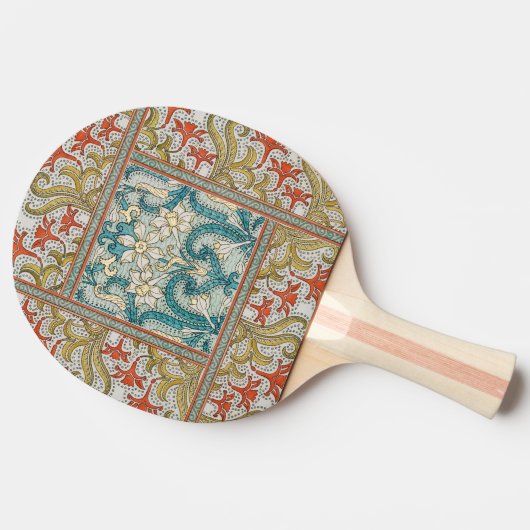 Daffodil chintz art nouveau bloem behang tafeltennisbatje (Zijkant)