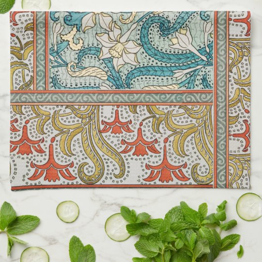 Daffodil chintz art nouveau bloem behang theedoek (Gevouwen)