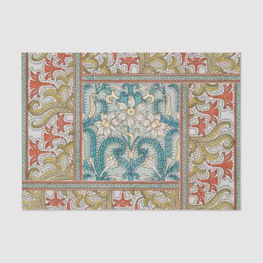 Daffodil chintz art nouveau bloem behang tissuepapier (Voorkant)