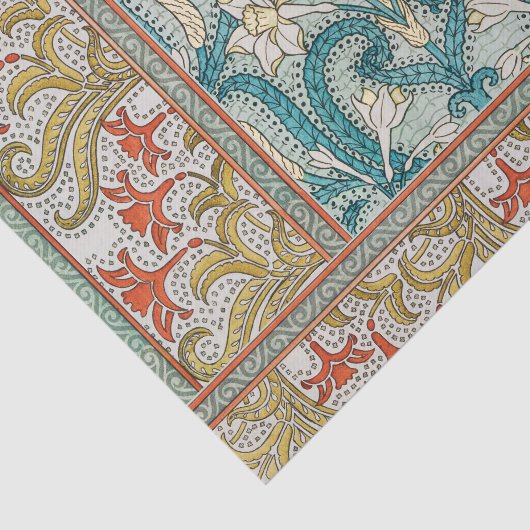 Daffodil chintz art nouveau bloem behang tissuepapier (Detail)