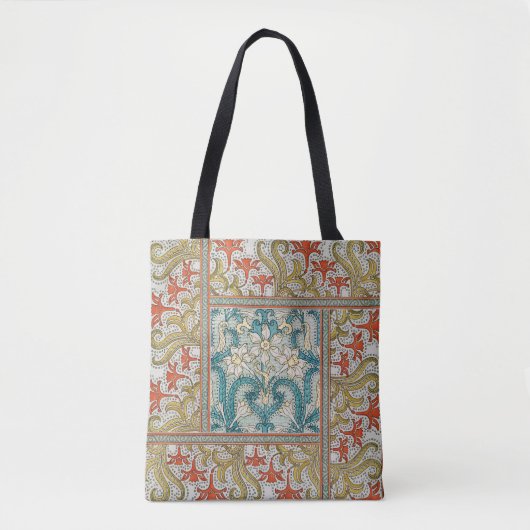 Daffodil chintz art nouveau bloem behang tote bag (Voorkant)