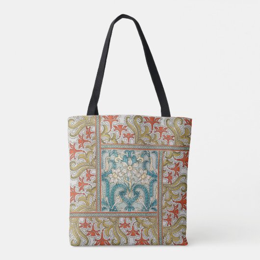 Daffodil chintz art nouveau bloem behang tote bag (Achterkant)
