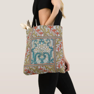 Daffodil chintz art nouveau bloem behang tote bag