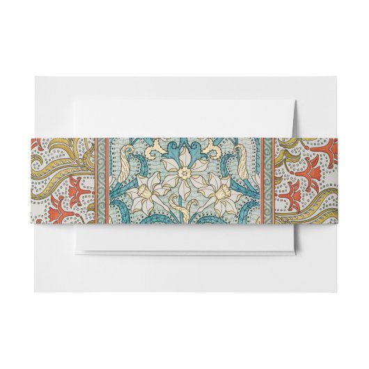 Daffodil chintz art nouveau bloem behang uitnodigingen wikkel (Voorkant Voorbeeld)