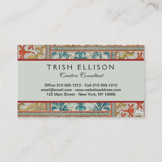 Daffodil chintz art nouveau bloem behang visitekaartje (Achterkant)