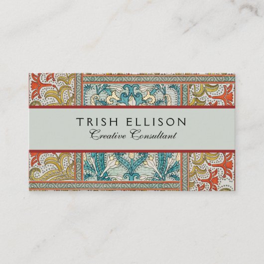 Daffodil chintz art nouveau bloem behang visitekaartje (Voorkant)