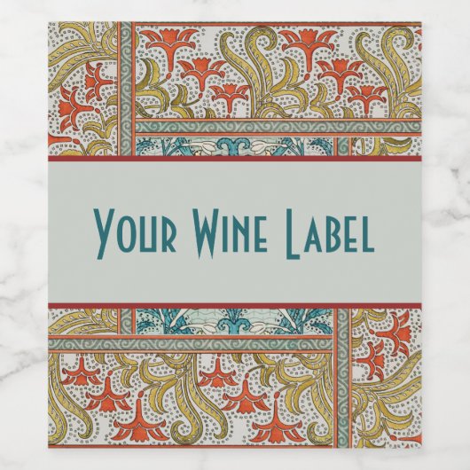 Daffodil chintz art nouveau bloem behang wijn etiket (Enkel label)