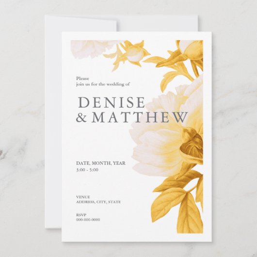 Daffodil Colored Wedding Invitation Kaart (Voorkant)