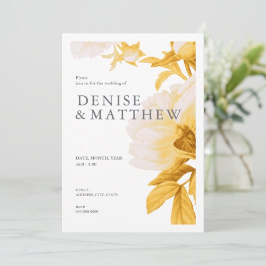 Daffodil Colored Wedding Invitation Kaart (Staand voorkant)