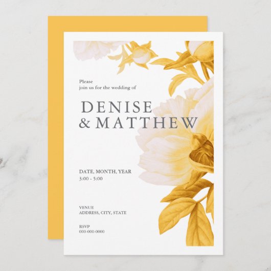 Daffodil Colored Wedding Invitation Kaart (Voorkant / Achterkant)