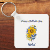 Daffodil Day - Daffodil kankerbewustzijnsbloem Sleutelhanger (Voorkant)