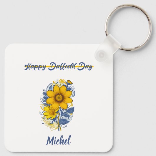 Daffodil Day - Daffodil kankerbewustzijnsbloem Sleutelhanger (Achterkant)
