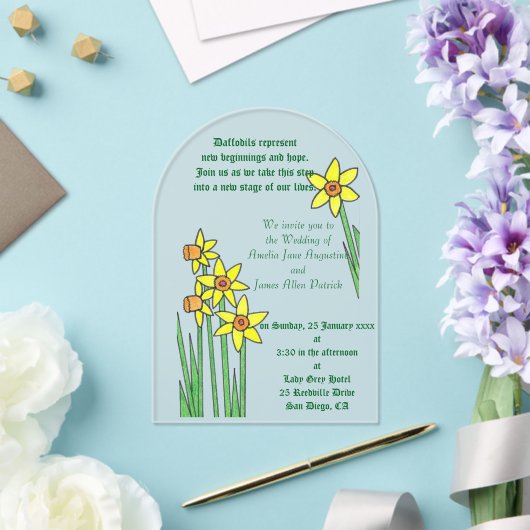 Daffodil Dream Wedding Invitation Acryl Uitnodigingen (Insitu (Huwelijk))