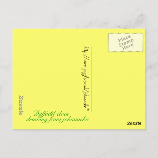 daffodil elves briefkaart (Achterkant)