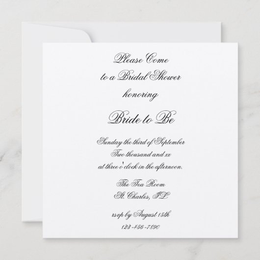 Daffodil en parels bruids douche uitnodiging (Achterkant)