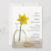 Daffodil en Pearls Quinceanera Party Invitation Kaart (Voorkant)