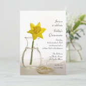 Daffodil en Pearls Quinceanera Party Invitation Kaart (Staand voorkant)