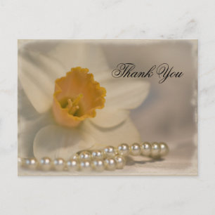 Daffodil en Pearls Wedding Bedankt Briefkaart