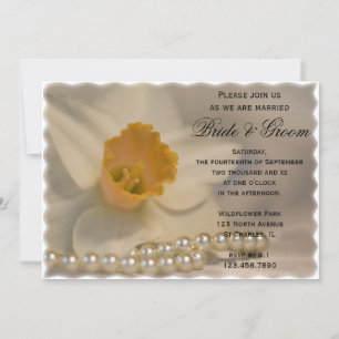 Daffodil en Pearls Wedding Kaart