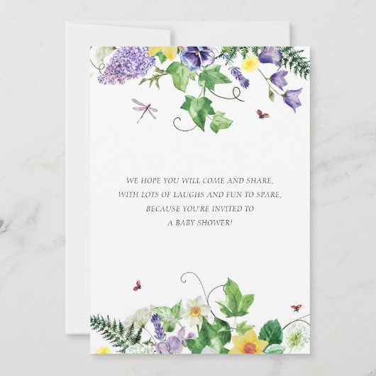 Daffodil en Wildflower Bloemen Bloemen Baby Sprink Kaart (Achterkant)