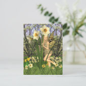 Daffodil Fairy met lente achtergrond Briefkaart (Staand voorkant)