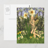 Daffodil Fairy met lente achtergrond Briefkaart (Voorkant / Achterkant)