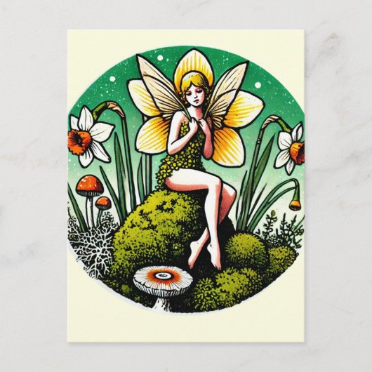 Daffodil Fairy Spring Fairies Flower Garden Briefkaart (Voorkant)