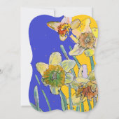 Daffodil Floral 40th Birthday Yellow Navy Blue Kaart (Achterkant)
