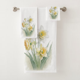 Daffodil Floral Bath Towel Set Bad Handdoek