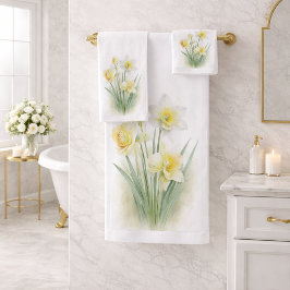 Daffodil Floral Bath Towel Set Bad Handdoek