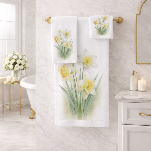 Daffodil Floral Bath Towel Set Bad Handdoek