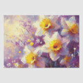 Daffodil Floral Paarse Yellow Decoupage Tissuepapier (Voorkant)