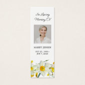 Daffodil Floral Photo Funeral Memorial Bookmark Mini Visitekaartjes (Voorkant)